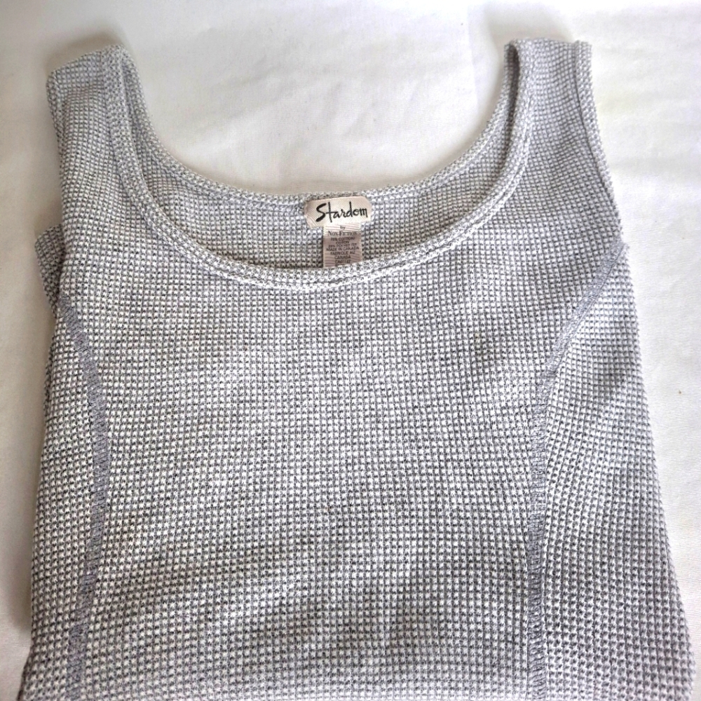 Made in Canada Gray Cotton/Polyester Knit Tank Top